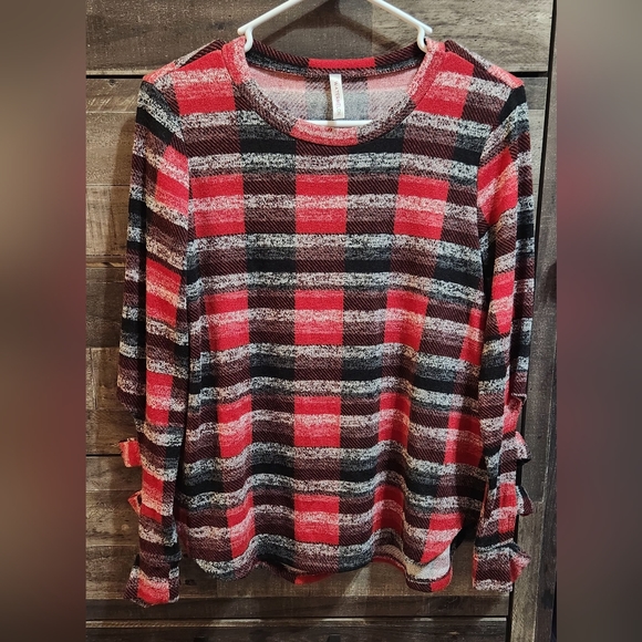 Watermelon brand, long ladder sleeves, red, white & black, size medium. - Picture 1 of 4